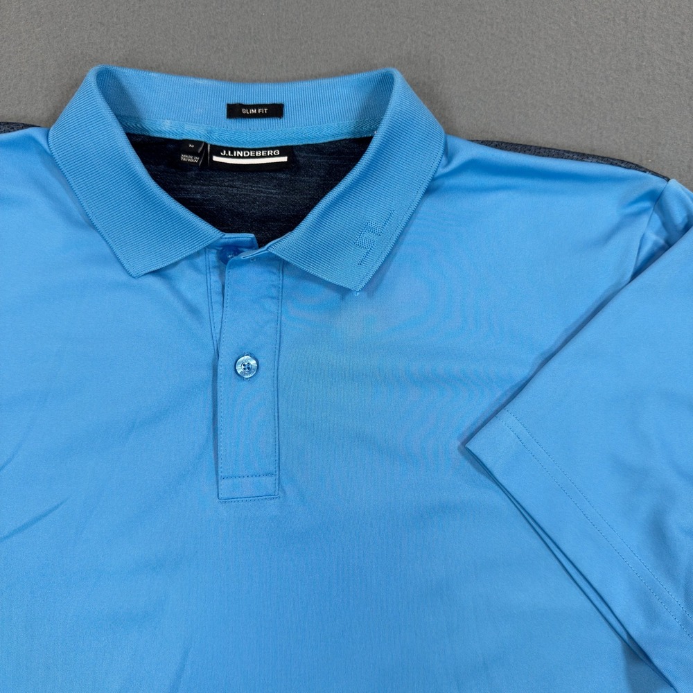 J.Lindeberg Mens Josh Slim Fit Golf Polo Blue Grey Heathered size M